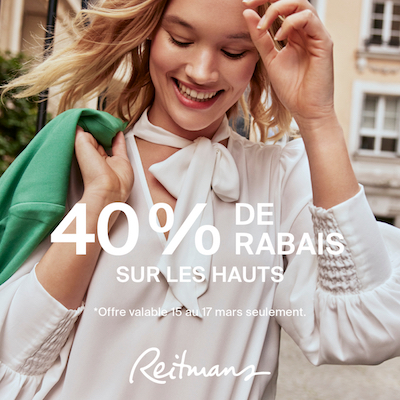 40 % de rabais sur les hauts ! icon