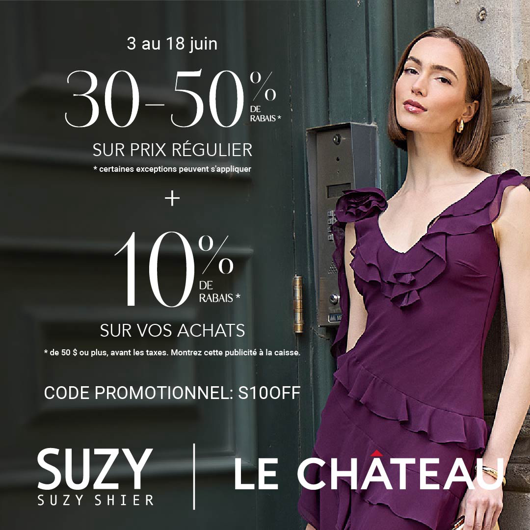 Suzy Shier | Le Chateau – Rabais de 30 à 50 % sur le prix courant + rabais additionnel de 10 % icon